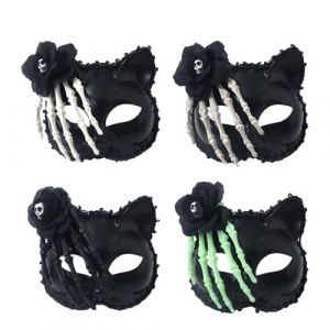 Woedpez Lot de 4 masques squelette de rose en plastique - Accessoires de bricolage pour la détente à la maison et en voyage - Soins de la peau pour un usage quotidien (shiftX4, neuf)