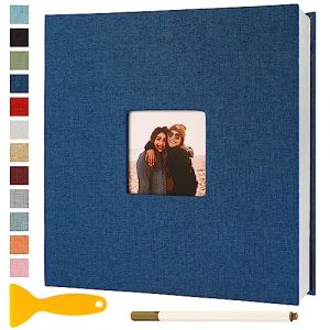 Album Photo Adhesif Vierge 28x27 CM Classeur Photo Livre Photo Personnalisable Scrapbook de Classe Mariage Livre D'or Enfant Bebe Carte Postale DIY, 40 Pages Bleu (Semfalbuums, neuf)