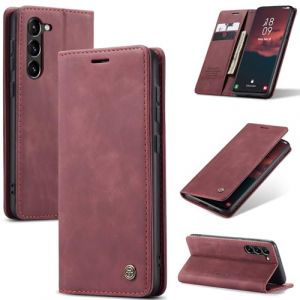 Samokor Coque pour Samsung Galaxy S23 5G Housse Cuir Premium Etui Rabat Pochette Portefeuille Fentes Cartes Magn&eacute;tique,&Eacute;tui Protection pour Samsung Galaxy S23 5G,Vin Rouge (Haoxin20, neuf)