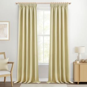 MRTREES Lot de 2 Rideaux Biscuits Beige 140x260cm (LXH) Occultant Noir Thermique Isolant Rideau Beige Hauteur 260 cm pour Cuisine Moderne avec Ruban Froncer Thermiques Isolants Anti Froid et Chaleur (MRTREES HOME, neuf)