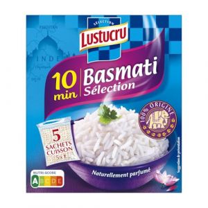 LUSTUCRU &ndash; Riz Basmati Long Grain Parfum&eacute;, Cuisson Rapide en 10 Min, Texture L&eacute;g&egrave;re (450g) - lot de 4 - Vendu par Lot (March&eacute; Parisien, neuf)