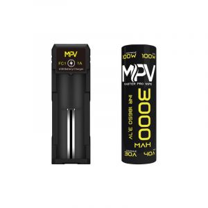 Pack Chargeur FC1 USB 1A avec 1 Pile Rechargeable MPV, formats 18650 ou 21700, capacités 2600 à 6000 mAh + Goodies Born To Vape (18650 3000mah) (Vapoteur, neuf)