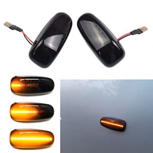 LEDFEWAG 2 pièces LED Feux de jour Clignotant Latéraux Dynamique Ambre Compatibile pour W210 W202 W208 R170 Vito W638 (Black) (NMXPW, neuf)