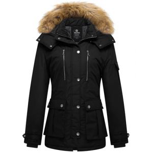 Wantdo Femme Manteau Hiver Chaud Veste Epaisse Manteau &agrave; Capuche en Fausse Fourrure Blouson Hiver Chaud Parka Hiver Chaude Multi-Poche Noir 3XL (C'est&nbsp;la&nbsp;vie, neuf)