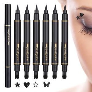 Stylo Eyeliner Liquide, Tampon Effet Ail&eacute; pour Regard F&eacute;lin, 6 Pi&egrave;ces Cosm&eacute;tiques Imperm&eacute;ables Tenue Longue pour Soir&eacute;e Mariage Voyage Sc&egrave;ne Cosplay (yichengxianminhuajianzhulaowuyouxiangongsi, neuf)