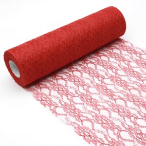Yunshanghe - Chemin de table en dentelle rouge - 30 cm x 25 m - Bande en dentelle pour d&eacute;corations de table pour des occasions sp&eacute;ciales comme les mariages et les bapt&ecirc;mes (yunshanghe EU, neuf)