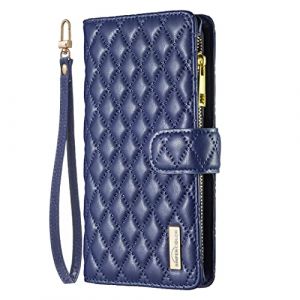 Midmelon Pochette en Premium Cuir Multifonction Zipper pour Samsung Galaxy A22 4G,Coque Antichute Clapet Portefeuille Etui avec Carte Fentes Dragonne Cadeaux pour Femmes,Bleu (Ucikov, neuf)