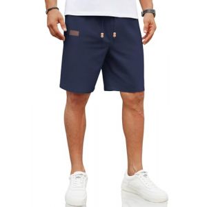 COOFANDY Short pour Homme avec Cordon De Serrage Pantalon en Lin Pantalon De Loisirs D&eacute;Contract&eacute; Short D'&eacute;T&eacute; L&eacute;Ger Coupe Classique Pantalon De Plage avec Poches. Bleu XXL (COOFANDY's Fashion, neuf)