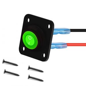 RUNCCI-YUN 12V-24V interrupteur a bascule, LED Interrupteur à Bascule Rond,1Gangs,Étanche DC12V-24V 20A SPST Rond Panneau de commutation 12V pour Voiture, Camion, Voitures de Course, Marine(vert） (RUNCCI-YUN, neuf)