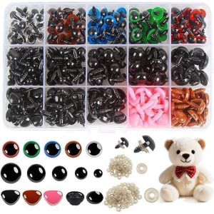 LOMIMOS 560 PCS Yeux et Nez de s&eacute;curit&eacute; en Plastique Color&eacute; avec Rondelles, Yeux Peluche &agrave; Coudre,Oeil Crochet pour DIY Poup&eacute;e Peluche,Marionnettes Artisanat (LOMIMOS-UK, neuf)