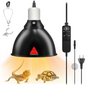GlowUp Lampe Chauffante Tortue, Reptiles Chauffante Terrarium avec Thermostat et minuterie, E27 Chauffante Reptile Dome 300W Douille pour tortues, l&eacute;zards, dragons barbus (ampoule non incluse) (GlowUp-fr, neuf)