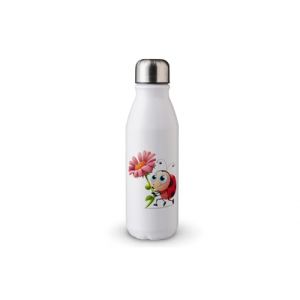 MAXIKIWI Bouteille d'eau à paroi unique avec bouchon à vis, aluminium léger non isolé, sans BPA, anti-fuite – Aquarelle mignonne coccinelle de dessin animé – 500 ml (Gift Store, neuf)