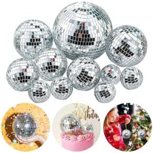 11 Pièces Boules Disco Miroir,Boules à Facettes Argentées Boule Disco,Boule à Facette Miroir Disco Ball Boule Miroir,Décoration à Suspendre (Niooce, neuf)