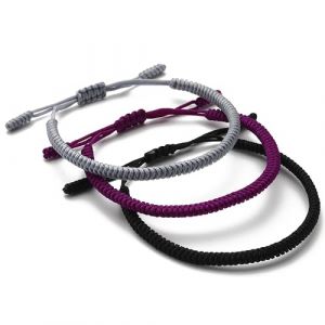 LUCKY BUDDHIST - 3 bracelets porte-bonheur tibétains + cadeau bouddhiste ! - Fait main. Ajustable à votre poignet. Pour hommes et femmes. Bracelets d'amitié en tissu tressé (Lucky Buddhist ?, neuf)