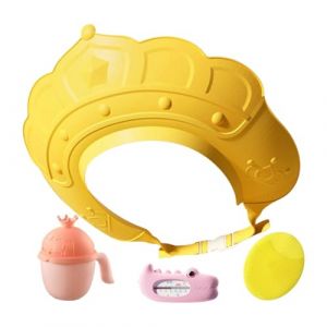 Chapeau de shampoing pour, bonnet de douche pour,Chapeau à visière avec jauge de température de l'eau et tasse à shampoing - Bonnet de shampoing avec brosse à shampoing, rend le bain des plus amusan (xiangking, neuf)