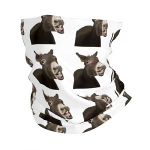 Masque facial style bandeau, bandeau de sport amusant &agrave; motif &acirc;ne, adapt&eacute; pour les voyages, le ski et le cyclisme. (Dushaoyingjiajuyongpindian, neuf)