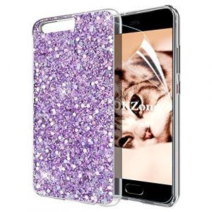 OKZone Coque Huawei P10, Mince &Eacute;tui en Silicone Souple Paillette Strass Brillante Bling Bling Glitter de Luxe,Flexible Plein-Corps TPU Bumper Housse Etui de Protection pour Huawei P10 (Violet) (OKZone EU Store, neuf)