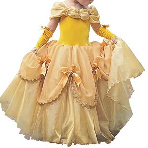 IWEMEK B&eacute;b&eacute; Filles Conte de F&eacute;e Robe de Carnaval Princesse Belle Costume de la beaut&eacute; et la b&ecirc;te D&eacute;guisements Cosplay Halloween No&euml;l Robe de Soir&eacute;e C&eacute;r&eacute;monie Anniversaire Jaune 4-5 Ans (IWEMEK, neuf)
