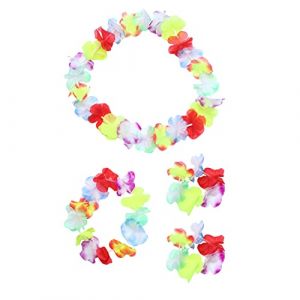 UKCOCO Jupe Hawaïenne pour Garçon Fille Déguisement Tropical avec Couronne Bracelets et Guirlande Bleu (Fruitscher, neuf)