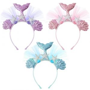 LUKIUP Ensemble 3 pièces comprenant une coiffe de sirène de dessin animé, une coiffe de coquillage de sirène et une coiffe d'étoile de mer, adaptée au carnaval ou à une tenue quotidienne (SANYUNMY, neuf)