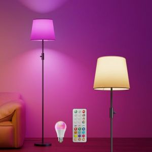 VARICART Lampadaire sur Pied Salon - Lampadaire LED Dimmable avec Ampoule 10W RGBCW, Lampe sur Pied Moderne Noire avec Abat-Jour pour Chambre, Bureau & Enfant (VARICART, neuf)