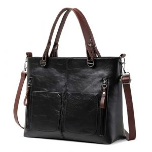 Colexy Grand Sac Bandouli&egrave;re Fourre Tout Femmes Vintage, Sac &Eacute;paule Mode Sac Travail, Sacs Port&eacute;s en Cuir PU, Cabas Femme Cabas Fourre-Tout Port&eacute; Epaule pour Travail Shopping Voyage Quotidien (Noir) (nightyxi, neuf)