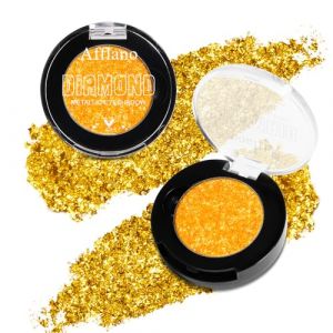 Afflano Ombre à PaupièRes Jaune Pailleté, Fard à PaupièRes Jaune Or Brillant Diamanté Haute Pigmentation, Yellow Eyeshadow Palette, Maquillage Des Yeux Longue DuréE Surligneur De PaupièRes Scintillant (Afflano Direct, neuf)