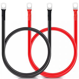 Bolatus 2pcs câble inverseur de Batterie 50cm, câble de Batterie 12v Fils de Batterie Automatique Rouge et Noir avec bornes à Anneau Fil Flexible en cuivre pour Moto, RV Solaire (Bolatus Europe, neuf)