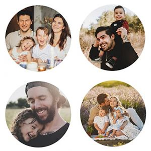 sous-Verres personnalis&eacute;s avec Photo, Coasters en Cuir sur Mesure, Dessous de Verre personnalis&eacute;s avec Votre Propre Image et Texte, Tapis de Tasse personnalis&eacute; (Rond, 4pcs) (MEIERLE Store, neuf)