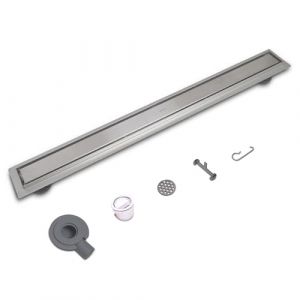 VANCOCO Acier INOX Caniveau de Douche &agrave; Carreler de 80 cm, 2 in 1 Extra Plat 360&deg; Siphon Sol d'&eacute;vacuation, avec Clapet Anti-Odeur et Filtre Anti-Cheveux (Vancoco bathroom&garden, neuf)