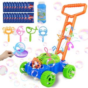 Ulikey Tondeuse à Bulles Enfant, Machine à Bulles Automatique, avec l'outil à Bulles et Concentré de Bulles, Tondeuse à Gazon à Poussée pour Le Jardinage, Cadeaux Garçons Filles Jardins A l'extérieur (Niedfisch Etrade, neuf)