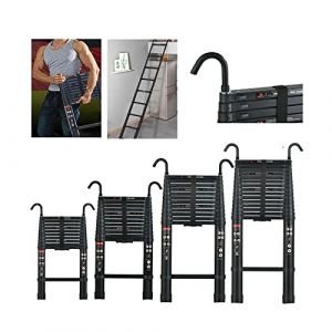 HUINI &Eacute;chelle t&eacute;lescopique en aluminium de 3,2 m avec crochet amovible antid&eacute;rapant - &Eacute;chelle multifonctionnelle extensible - portable pour loft/toit d'escalade/travail int&eacute;rieur & ext&eacute;rieur (noir) (WilliamKT888, neuf)