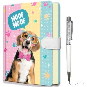 DWIYITTN Journal Intime Fille, 192 Pages Ligné Carnet Secret Fille 19x13,5cm Carnet de Notes avec Stylo Carnet Enfant Cadeaux pour les filles 6 8 10 12 Voyages Anniversaire, Le chien (Xinhua Hongda, neuf)
