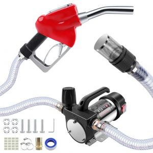 KAOLALI Pompe de Transvasement Diesel 12V 990W, Pompe Gasoil Electrique, 12GPM Pompe de Transfert 60L/min, Pompe à Carburant avec Gicleurs à arrêt Automatique, 6M Tuyaux, Pistolet de mesure (GELPARTS, neuf)