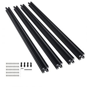 GooEquip 4 pièces 2020 V Type aluminium profile 400mm extrusion de profil en aluminium 2020 noir Norme européenne anodisé Rail linéaire profil 20x20 pour imprimante 3D bricolage et machines CNC (GooEquip, neuf)