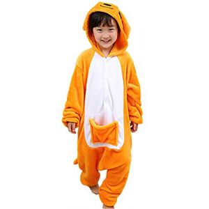 Enfant Unisexe Anime Animal Costume Cosplay Combinaison Pyjama Outfit Nuit Vêtements Onesie Kigurumi Halloween Costume Soirée de Déguisement Kangourou pour Hauteur 90-148cm (Ninetailfox, neuf)