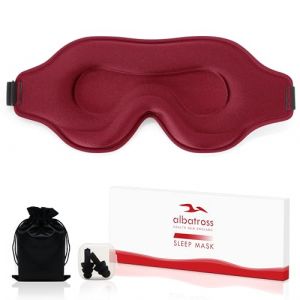 Masque de Nuit 3D pour Dormir, Masque de Sommeil Confortable et Respirant, Cache Yeux R&eacute;glable Doux, Bandeau Yeux Sommeil pour Homme et Femme, Bloque la Lumi&egrave;re pour le Voyage et le Repos (Rouge) (Albatross Health New England, neuf)