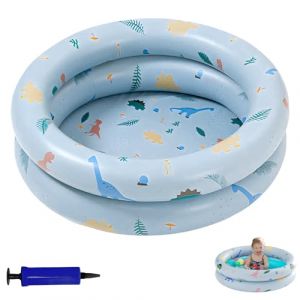SilverChry Piscine Enfant, Piscine Pataugeoire Bebe, Piscine Gonflable Enfant, Piscine Gonflable à Double Anneau en PVC Premium de Qualité avec Fond de Bulle de Sécurité Gonflable (Dinosaure Bleu) (ZHSHE, neuf)