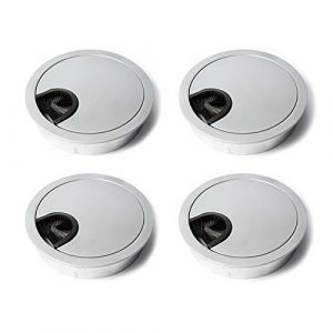 sossai® Passe-câble/Passage de câble/Passe-Fil avec Brosse pour Bureau, Table & Plan de Travail | Set de 4 | KDM1-AL | Design : Aluminium | Diamètre : 80 mm | Matériau : métal (Sossai FR, neuf)