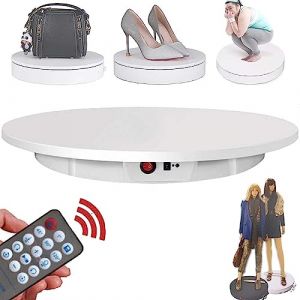 DPDZSW Plate-Forme Rotative Automatique, Pr&eacute;sentoir Rotatif Motoris&eacute; 60cm 150kg Charge, Plateau Tournant &eacute;lectrique &agrave; 360 Degr&eacute;s pour Photographie, T&eacute;l&eacute;commande,White (lvliangshilishiquzhangyonghongbaihuoshanghang, neuf)