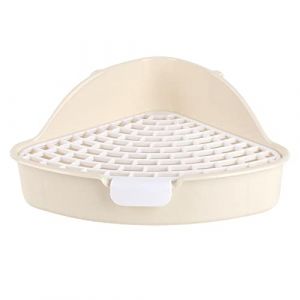 SM SunniMix Bac Litiere Chat, Litiere Lapin, Maisons De Toilette pour Chats, Bac à Litière pour De Taille Moyenne Toilette d'angle avec Grille pour Fournitures Accessoires De Cage, Blanche (Colcolo-EU, neuf)