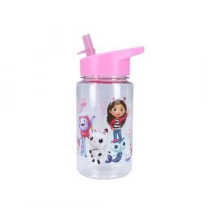 My sweety pop - Gourde fille Gabby's dollhouse transparente Plastique - Pour enfant - Cr&egrave;che - Maternelle - Ecole - Vacances - Repas - 12 cm &ndash; 450 ml - Hydratation - Id&eacute;e Cadeau (Mon jouet pr&eacute;f&eacute;r&eacute;, neuf)
