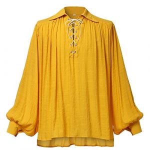 GRACEART Chemise surdimensionn&eacute;e m&eacute;di&eacute;vale du po&egrave;te pirate de la Renaissance, tenue d&eacute;contract&eacute;e pour homme ou femme, jaune, S (Winsun-Shop, neuf)