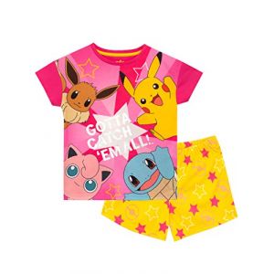 Pok&eacute;mon Pyjama Fille | Pikachu Pyjama | V&ecirc;tement de Nuit Fille &Eacute;voli | Short Fille | 7-8 Ans (Character FR, neuf)