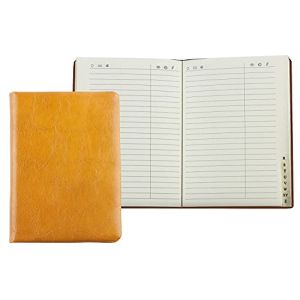 DELMON VARONE - Carnet d'adresses personnalisable DIN A6 reli&eacute; avec registre A-Z en cuir "Anilin" vintage marron, couverture rigide et r&eacute;pertoire t&eacute;l&eacute;phonique alphab&eacute;tique (DELMON VARONE, neuf)