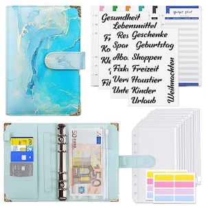 KONVINIT Classeur Budget A6 Français,Classeur à Budget,Cash Enveloppe Budget en pu cuir,Budget Planner avec 8 enveloppe Classeur Epargne Carnet Argent Budget set (KONVINIT, neuf)