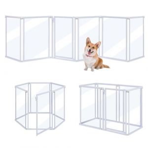 unipaws barrière de sécurité pour Chien en Acrylique Transparent, Barrière de Protection cheminée Pliable, Parc enclos Multifonction sans perçage, 6 Panneaux, Longueur 3,18 m (Unipaws, neuf)