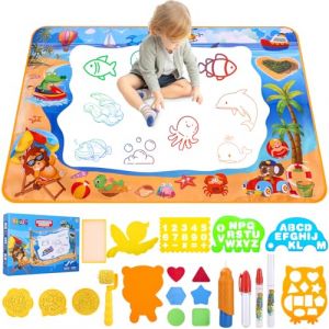 Zaxiva Tapis Dessin Eau 100 x 70cm, Jouet Enfant 1-5 Ans, Tapis Magique avec Stylo à Eau, Jeux Enfants 2 Ans, Cadeau Enfant 1-4 Ans, Jouet Créatif pour Filles et Garçons, Apprentissage Ludique (DISTASO S.R.L., neuf)