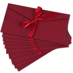 CXNXFD Lot de 10 enveloppes en papier kraft - 22 x 11 cm - Couleur unie - Bordeaux - Enveloppes avec nœud - Exquis - Vintage - Rectangulaire - Carte d'invitation - Carte d'anniversaire - Carte postale (CXNXFD, neuf)