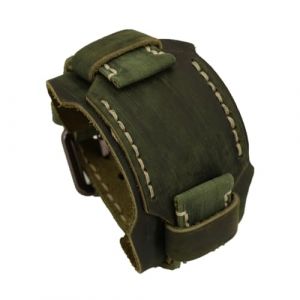 Bracelet de montre en cuir v&eacute;ritable de 24 mm de large, style punk, vintage, noir, rouge, bleu, marron, vert, pour homme, taille unique (LXSMNO1, neuf)